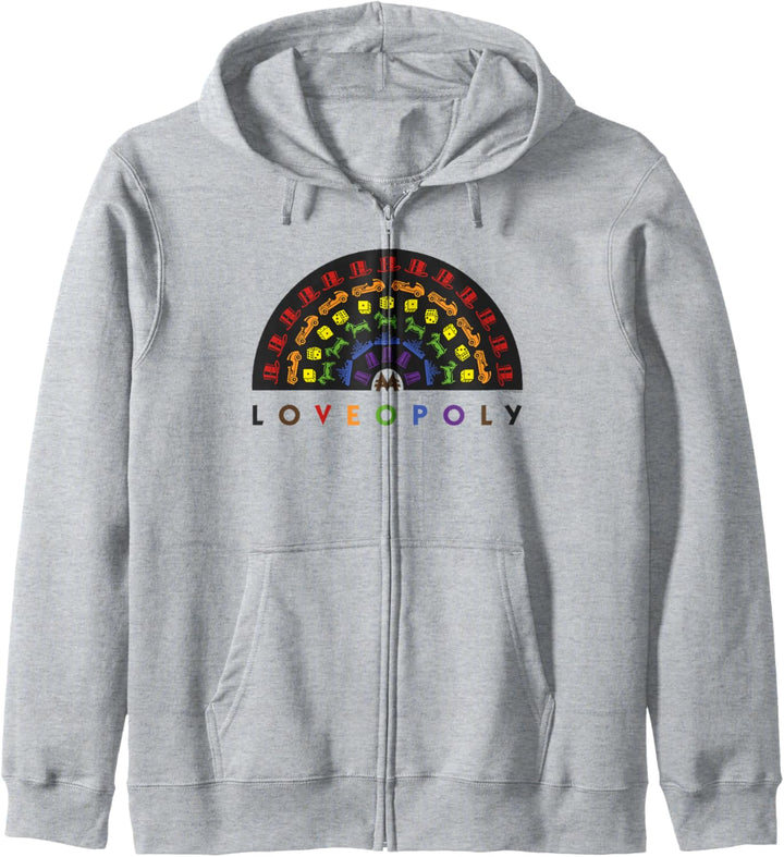 Monopoly Loveopoly Rainbow Game Pieces And Text Kapuzenjacke