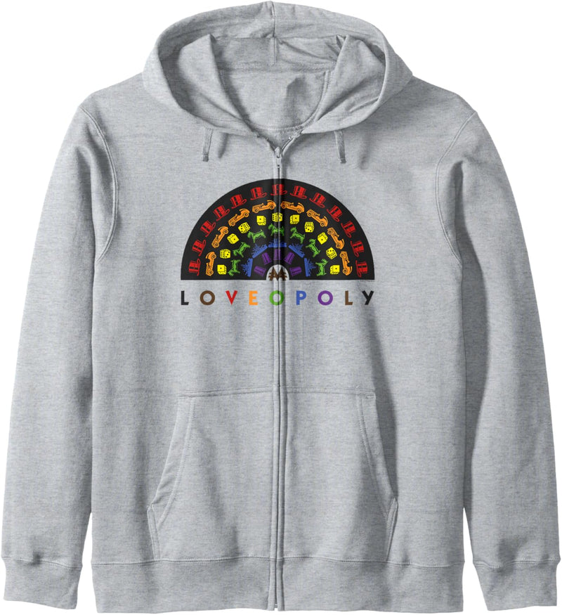 Monopoly Loveopoly Rainbow Game Pieces And Text Kapuzenjacke