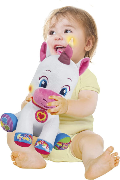 Clementoni 50544 Baby Interaktive Plüsch Einhorn Elektronisch Sprechendes Lernspielzeug für Kinder a