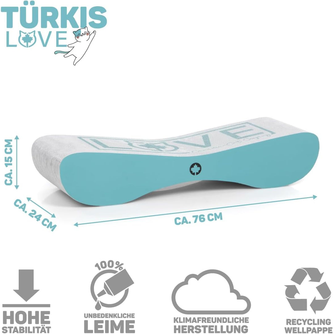 CanadianCat Company | Kratzbrett/Kratzpappe für Katzen - Satellite 2.0 Kratzbrett - Love - Türkis