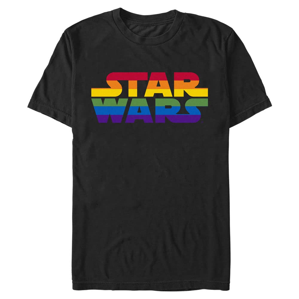 Star Wars Herren Regenbogen-Logo T-Shirt, 3XL Große Größen Tall Schwarz