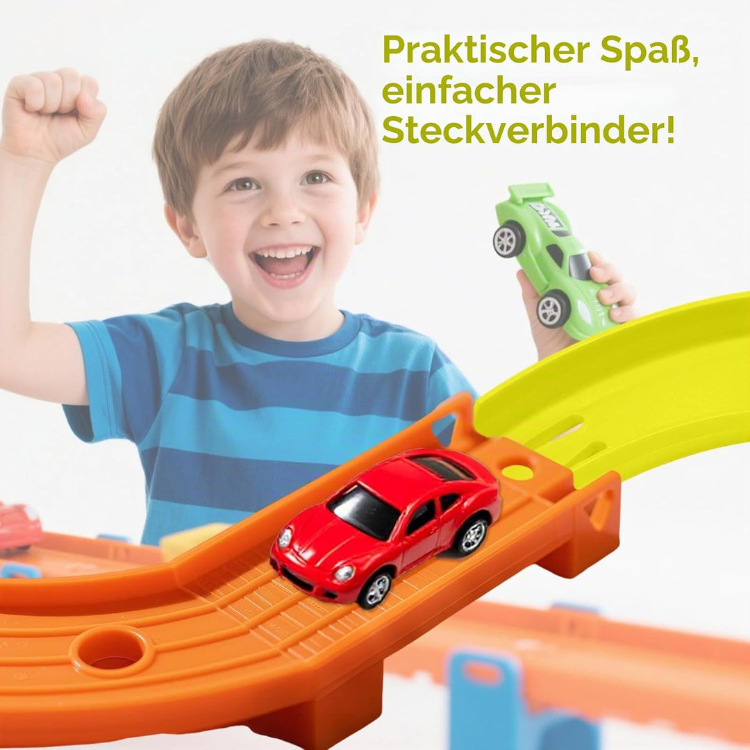 8 Stück Gebogene Schienenstücke Kompatibel mit Hot Wheels Spielzeugautos, ABS Rennstreckenverbinder