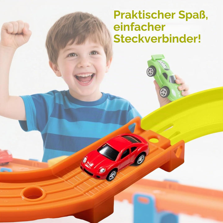 8 Stück Gebogene Schienenstücke Kompatibel mit Hot Wheels Spielzeugautos, ABS Rennstreckenverbinder