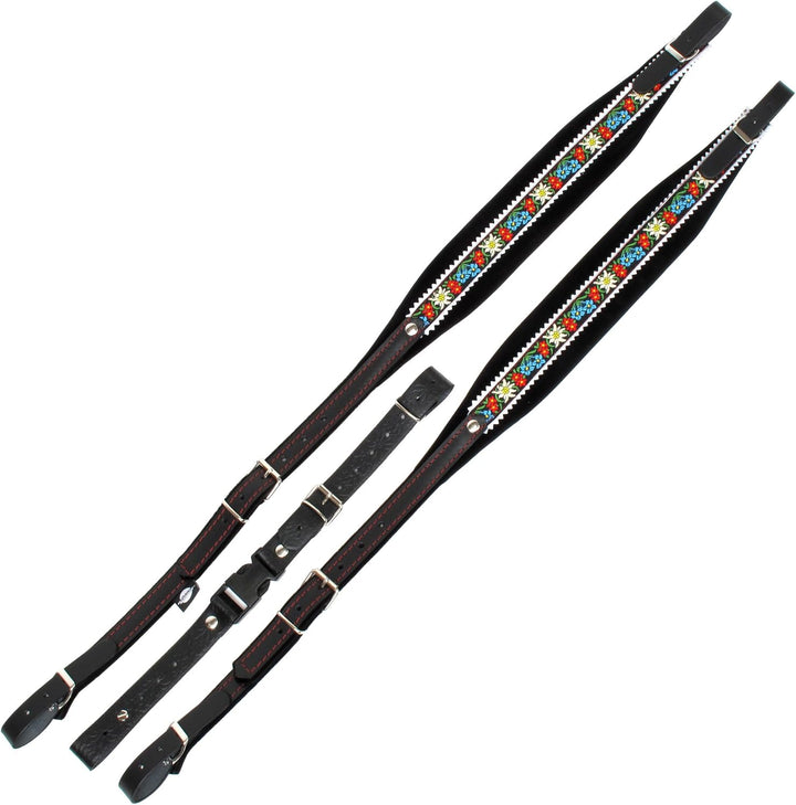 Alpenklang Harmonikariemen für 4-reihige Harmonikas edelweiss/schwarz (Längenverstellbar 97-104cm, R