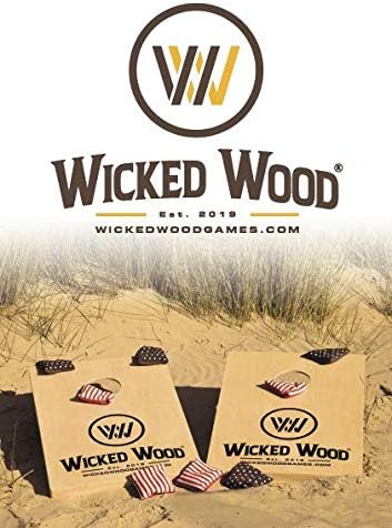 Wicked Wood Games Cornhole Bags – 4 x 4 Offizielle ACO-konform – Granulatfüllung – Blau/Rot/Gelb/Grü