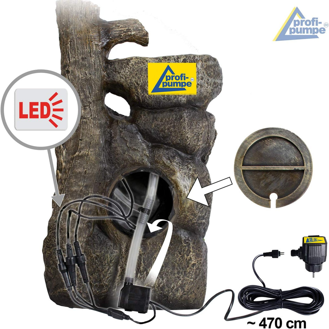 Gartenbrunnen Brunnen Zierbrunnen Zimmerbrunnen Brunnen mit LED-Licht 230V Wasserfall Wasserspiel fü
