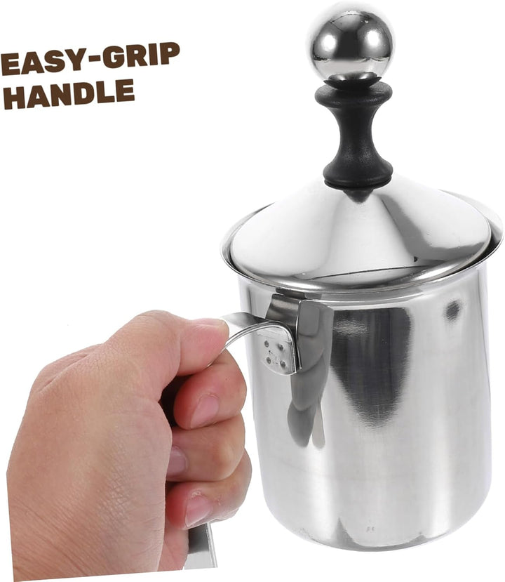 TOYANDONA Milchaufschäumer Manuell Aus Edelstahl Mit Doppelgitter-belüfter Handpumpe Für Cappuccino