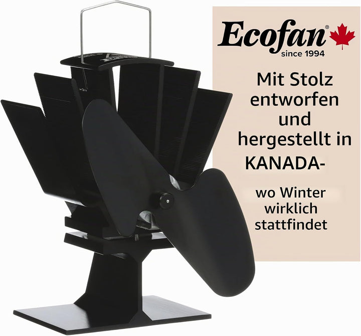 Ecofan Original Mini, Classic Styled, Heat Powered Wood Stove Fan, 85 CFM, 6.5" Blade, Black