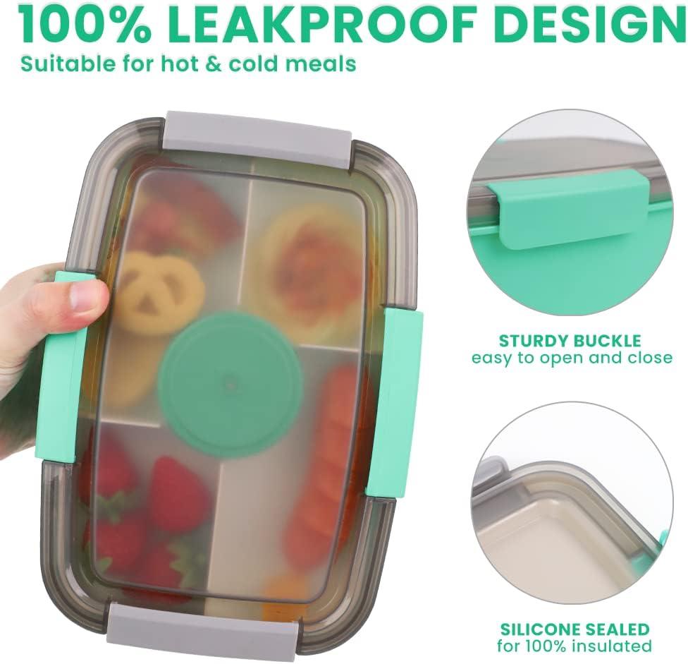 Bugucat Lunchbox Erwachsene 2000ML,Auslaufsichere Brotdose Erwachsene Bento Box mit Fächern für Kind