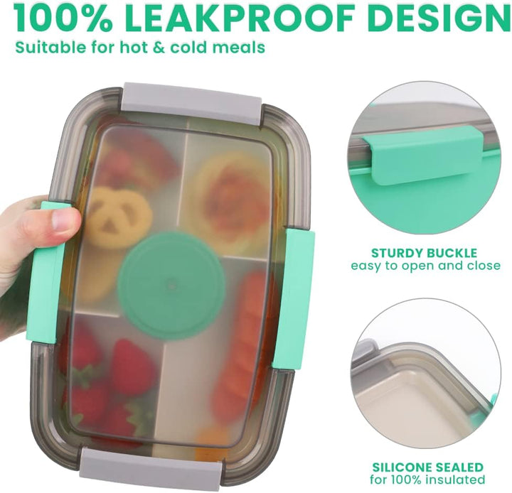 Bugucat Lunchbox Erwachsene 2000ML,Auslaufsichere Brotdose Erwachsene Bento Box mit Fächern für Kind