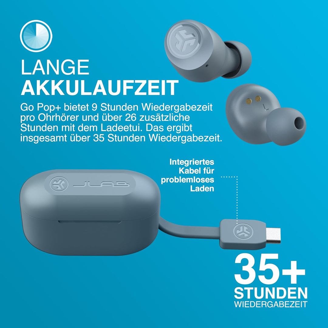 JLab Go Air Pop+ In Ear Kopfhörer kabellos Bluetooth, True Wireless Kopfhörer, 35+ Std. Headphones,