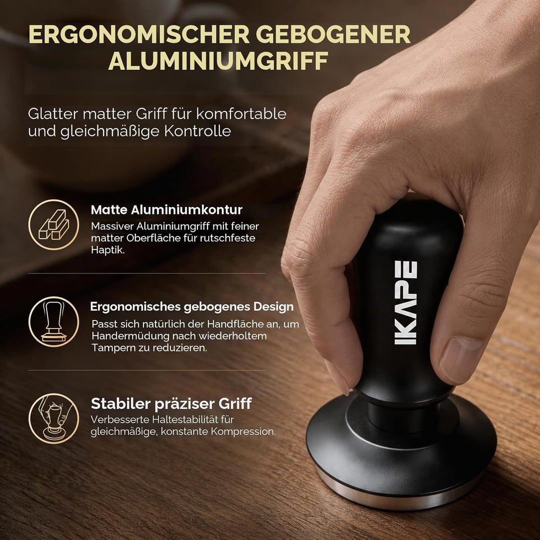 IKAPE 51mm Espresso Tamper, Premium Barista Kaffee Tamper mit kalibrierten Feder belastet, 100% Edel