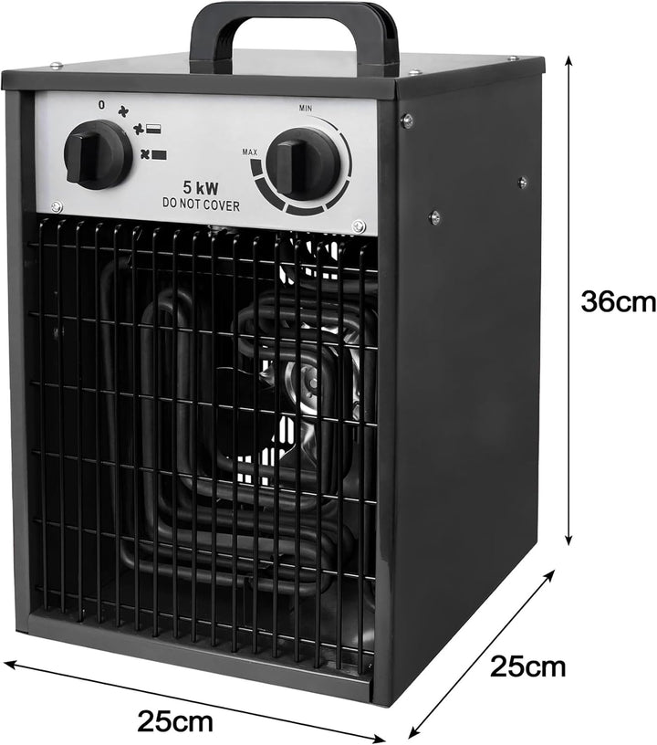 Aufun Heizlüfter Elektroheizung 5KW Profi-Industrie Heizgerät Elektroheizer Heizstrahler Heizgebläse