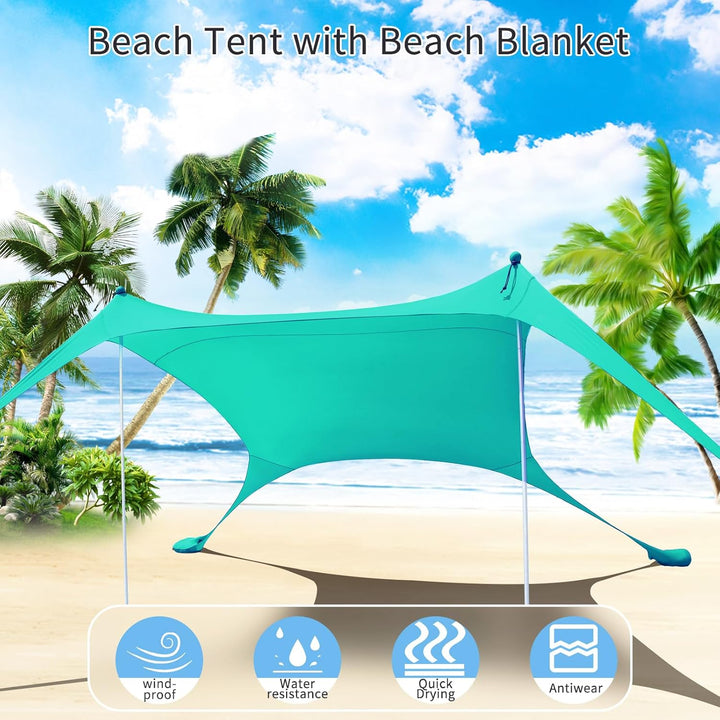 Strandzelt, Pop-Up, 2x2.1 m, LSF 50, Lycra, Sonnenschutz, für den Aussenbereich, Anti-Wind, Sonnensc