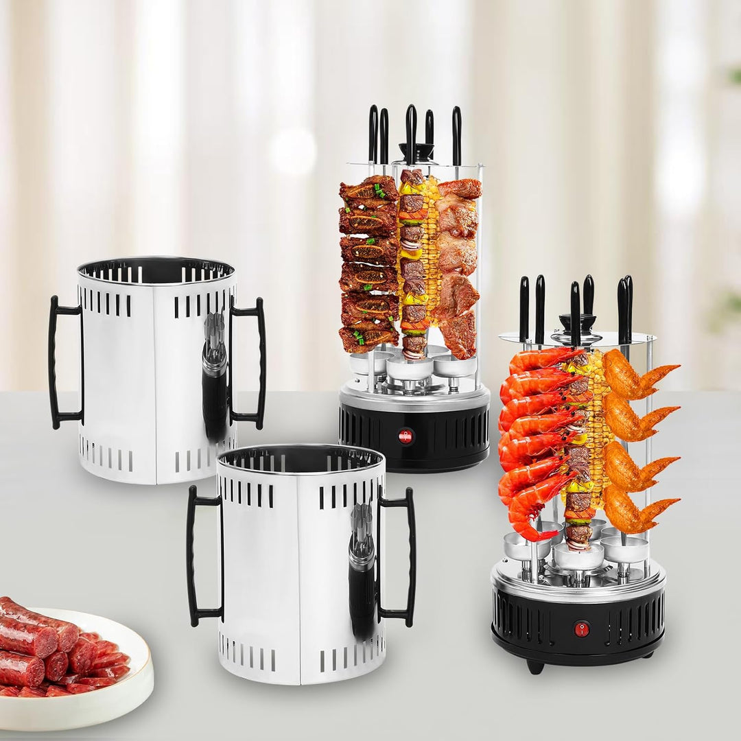 Elektrogrill Schaschlikgrill mit Motor Vertikaler Dönerspiess mit 5 Schaschlikspiesse 1000w Dönergri