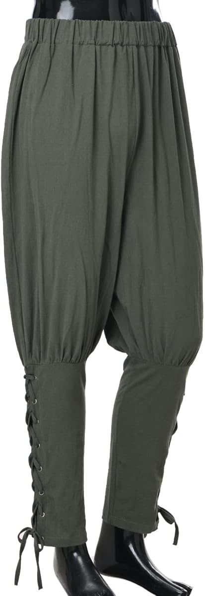 COSDREAMER Herren Mittelalterhose Wikinger Piraten Kostümhose Grau M M Grau, M Grau
