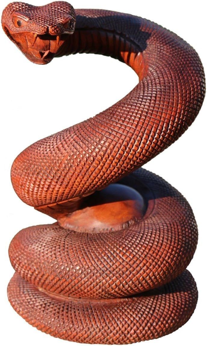 Wogeka Schöne Holz Schlange Statue Deko Tier Figur Dekoration Handarbeit Bali Snake04