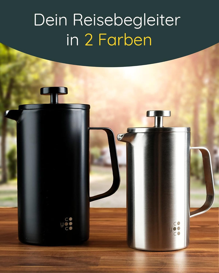 Coyooco ® French Press Edelstahl 800 ml | Für 4 Tassen | In 2 Grössen erhältlich | Leckerer Kaffee f