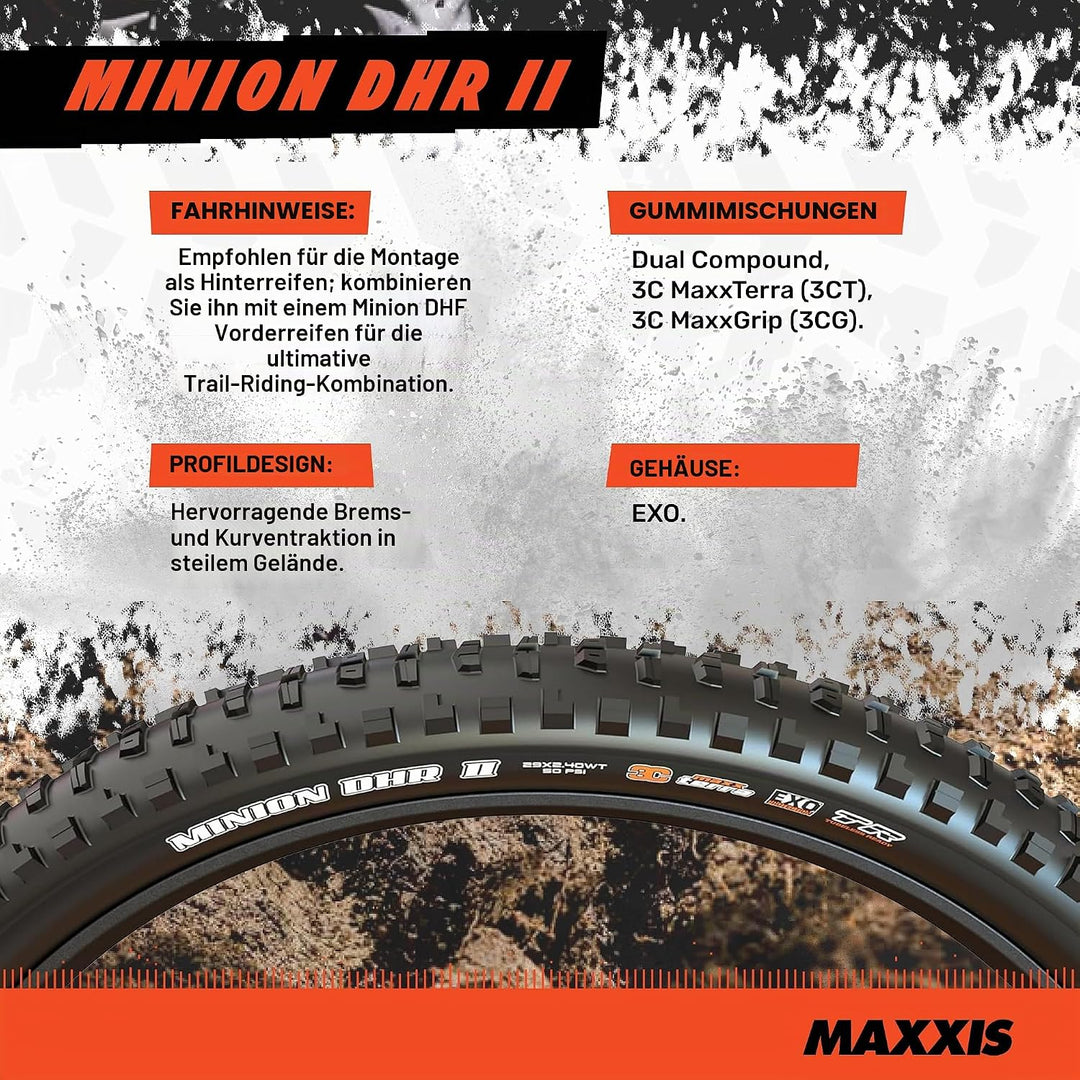 Maxxis Unisex – Erwachsene Minion DHR II Reifen, Schwarz, 27.5 X 2.30 27.5 X 2.30 Schwarz, 27.5 X 2.
