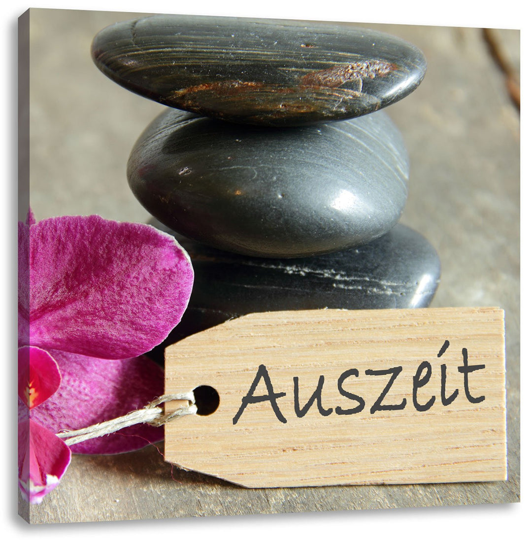 Pixxprint Auszeit Orchidee mit Zen Steinen, Format: 70x70 auf Leinwand, 70x70