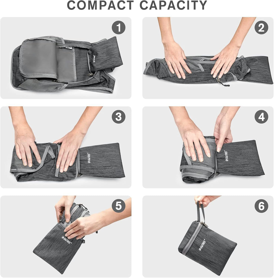 G4Free 10/15/20L Faltbarer Rucksack Klein, Wanderrucksack Leicht, Tagesrucksack Damen Herren für Wan
