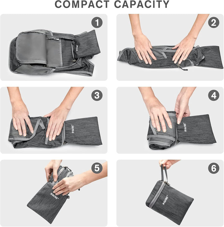 G4Free 10/15/20L Faltbarer Rucksack Klein, Wanderrucksack Leicht, Tagesrucksack Damen Herren für Wan