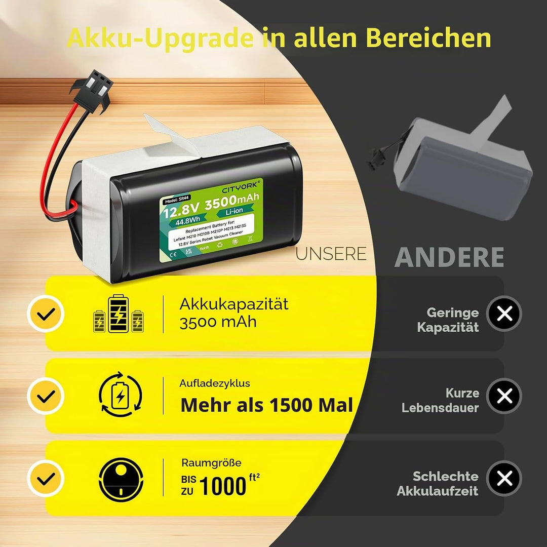 CITYORK 12.8V/ 3500mAh Ersatz Akku für 12.8V Lefant M210 M210B M210P M213 M213S M1, für 12.8V OKP Li