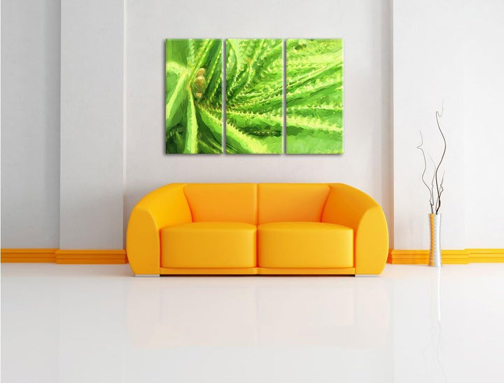 Pixxprint Aloe Vera Pflanze als Leinwandbild/Grösse: 3 Teilig (120x80 cm) cm/Wandbild/Kunstdruck/fer