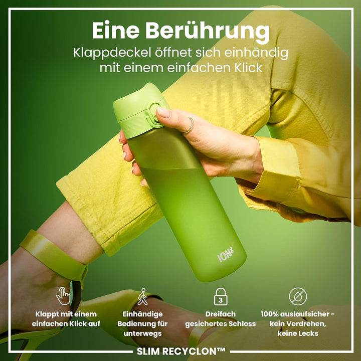 ION8 Trinkflasche, Auslaufsicher, Einhandöffnung, Sichere Verriegelung, Spülmaschinenfest, BPA-frei,