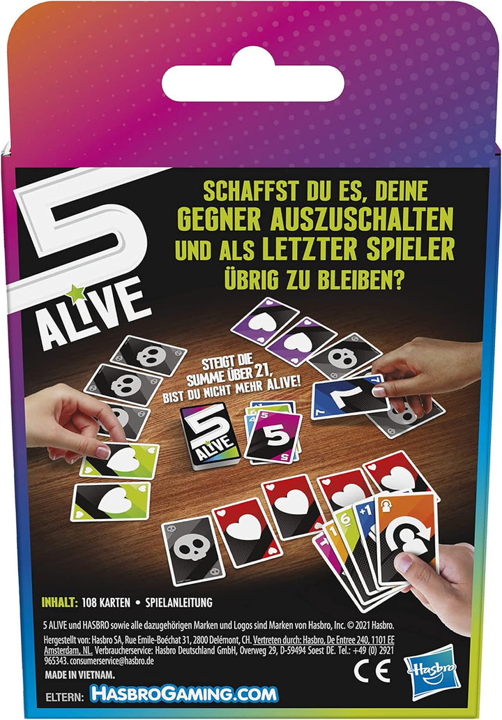 Hasbro Gaming Five Alive Kartenspiel, schnelles Strategiespiel für Kinder ab 8 Jahren und die ganze