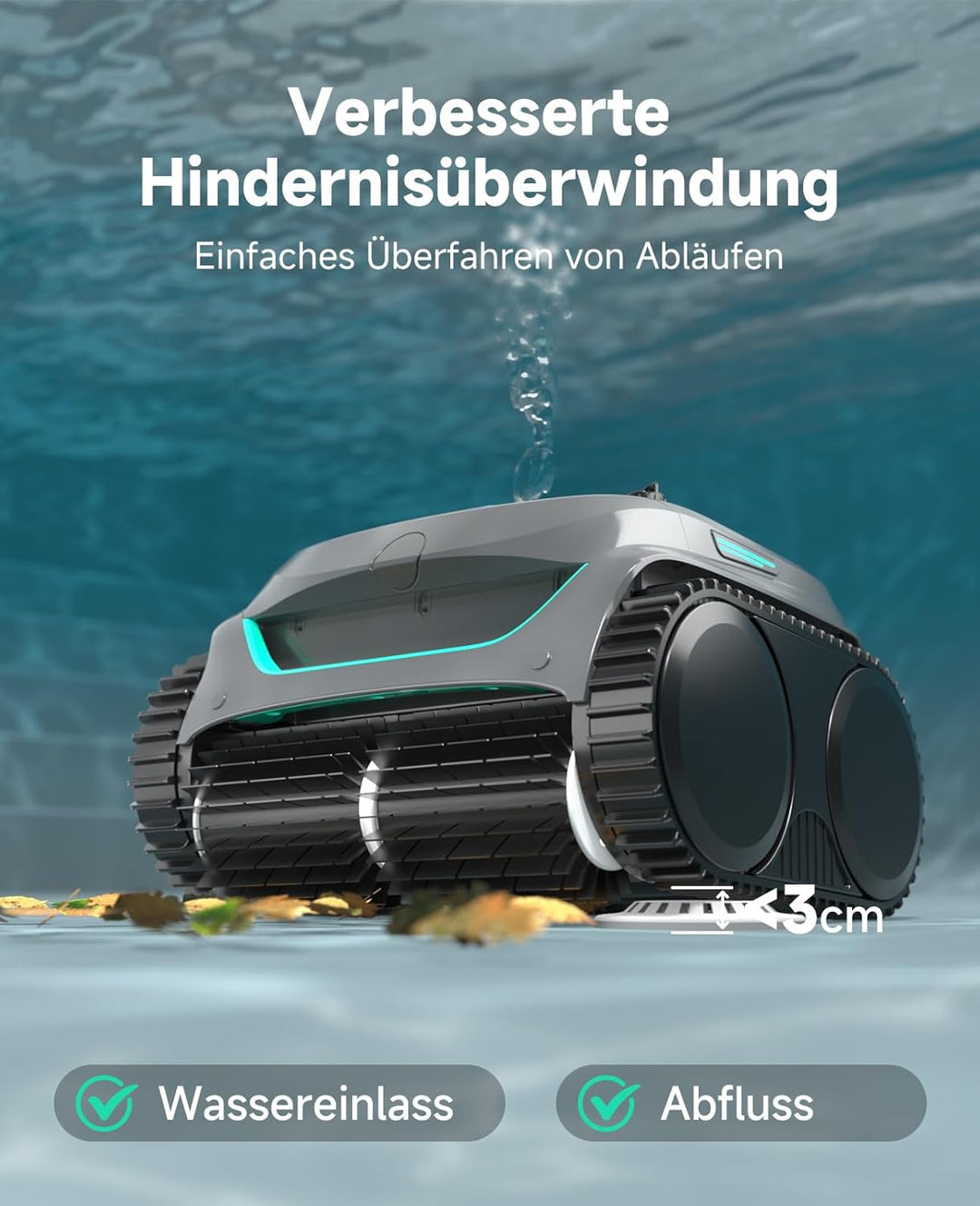 WYBOT C2 – Kabelloser Akku Poolroboter Mit 3 Motoren, Doppelfiltration, Reinigt Boden, Wand & Wasser