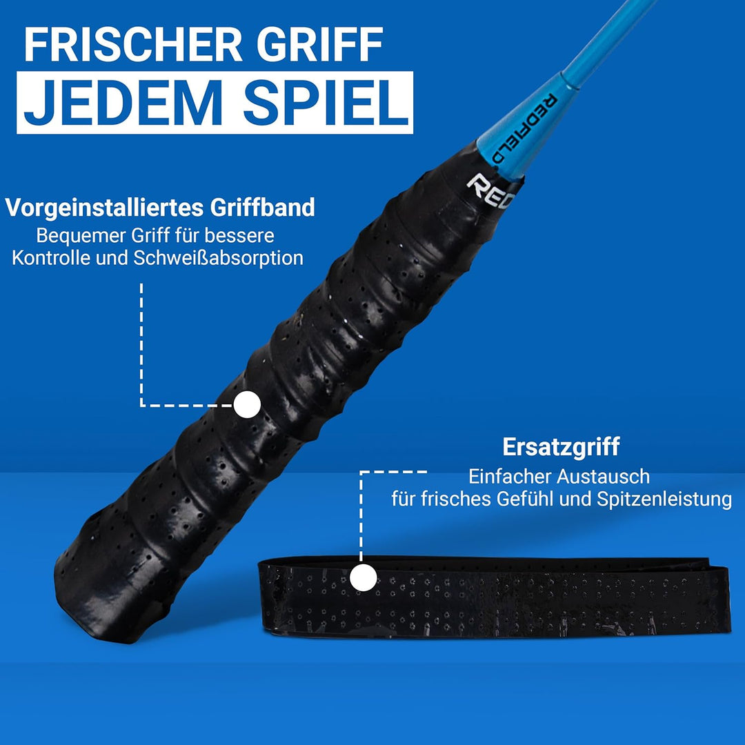 Redfield Badminton Schläger Set, enthält 2 Badmintonschläger, 2 Federbälle, Trage Tasche, 2 Griffban