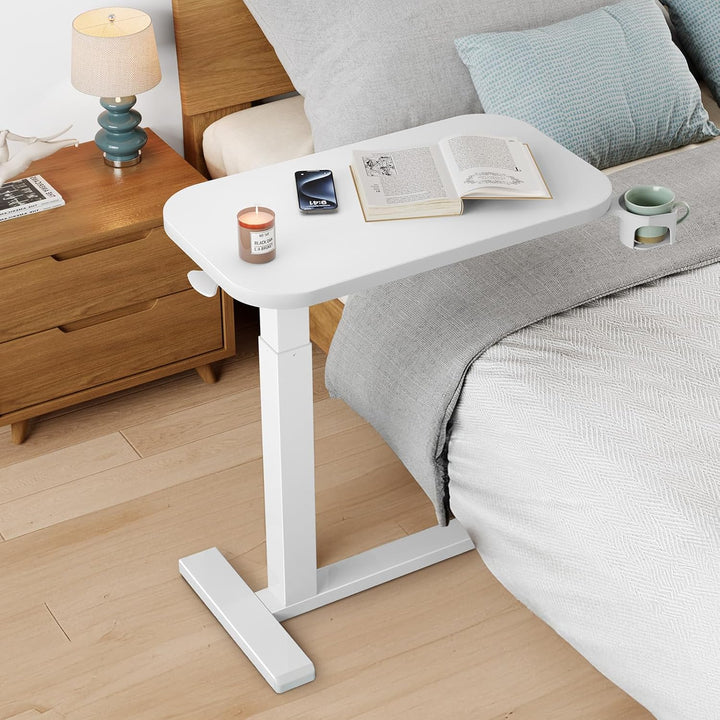 HUANUO Beistelltisch mit Rollen,Höhenverstellbarer Beistelltisch mit 70 x 40 cm grosse Tischplatte,M