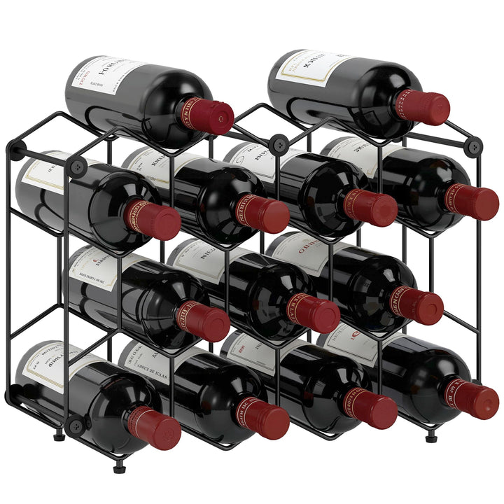 HOMCOM Weinregal für 13 Flaschen Flaschenregal Flaschenhalter mit Wabendesign Verstellbaren Füssen K