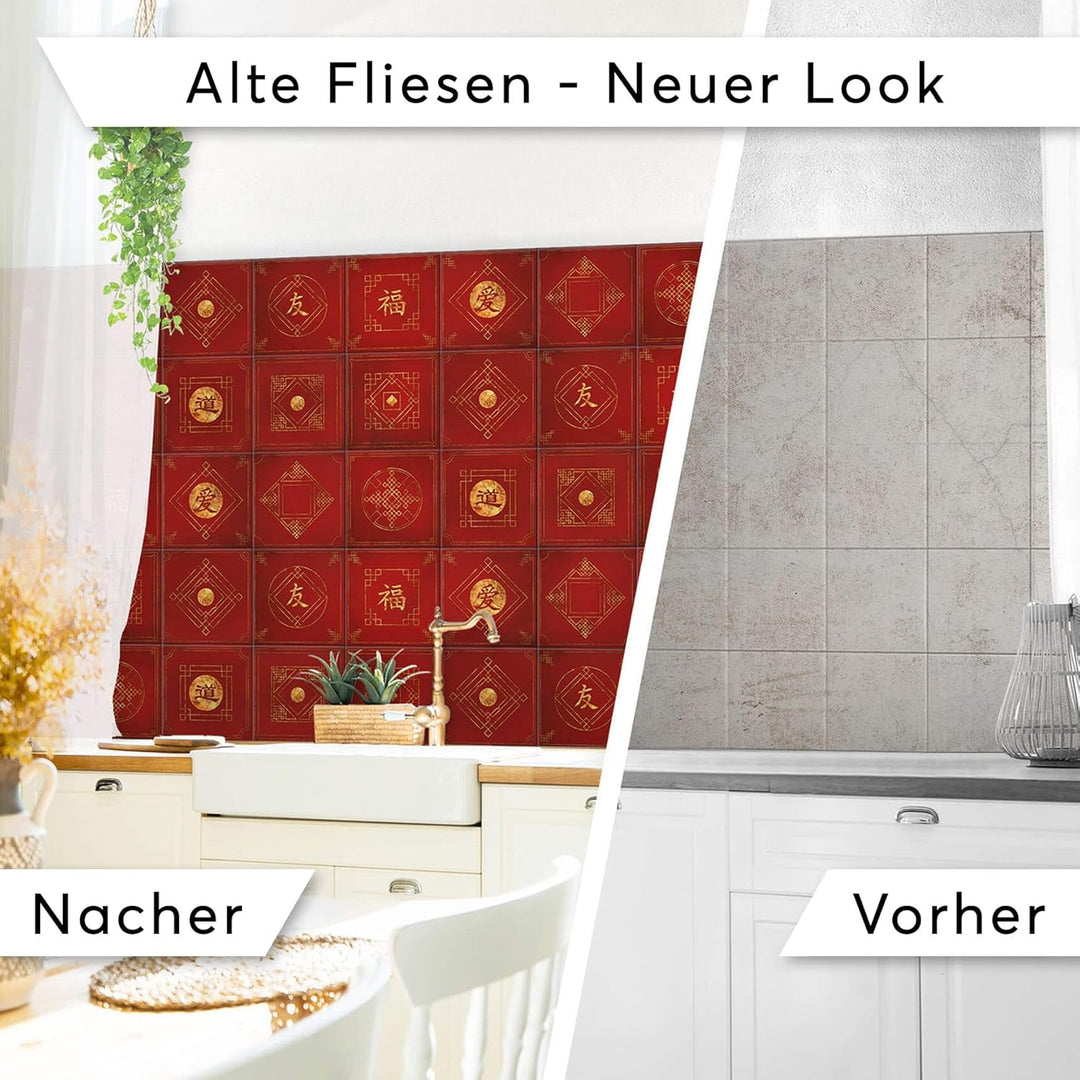 Stickerfliesen für Küche u. Bad I Deko Fliesen-Aufkleber für Fliesenspiegel I Selbstklebende Dekor K