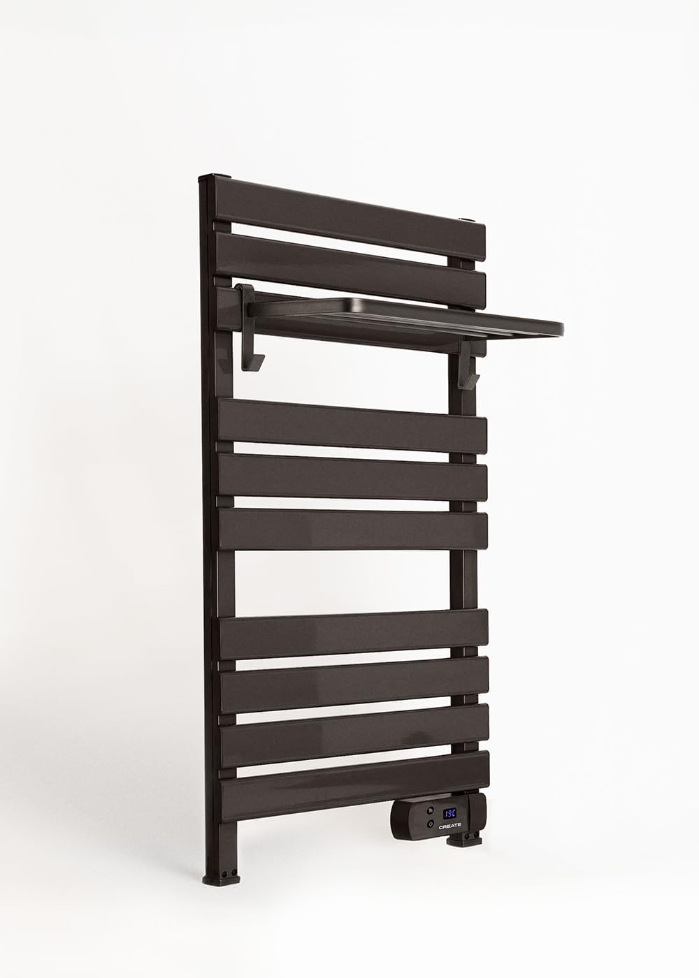CREATE / WARM Towel 500W / Elektrischer Badheizkörper Schwarz mit Regal / 96,9x5x55cm / Für Boden od