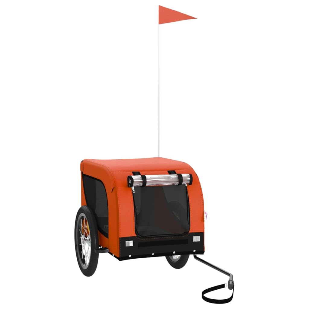 vidaXL Fahrradanhänger Hunde Rot und Schwarz Oxford-Gewebe &amp; Eisen Orange 124 x 65 x 66 cm, Orange 1