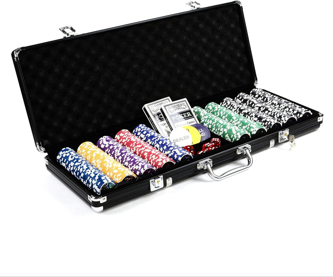 Pokerkoffer Black Edition mit 500 abgerundeten Ocean Champion Chips hochwertige Metallkern Jetons 12