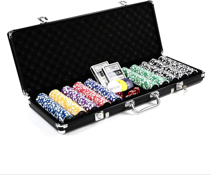 Pokerkoffer Black Edition mit 500 abgerundeten Ocean Champion Chips hochwertige Metallkern Jetons 12