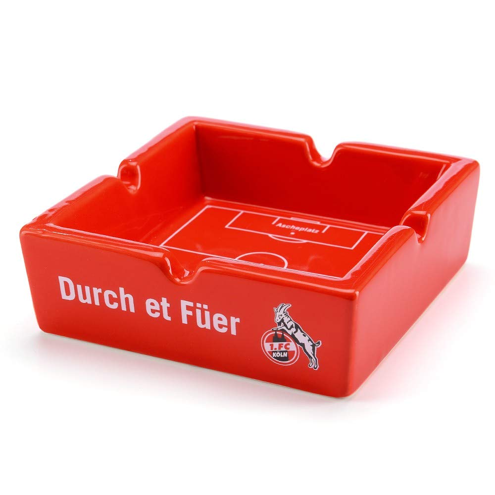 1. FC Köln Aschenbecher Ascheplatz rot, Keramik Ascher, Ashtray - Plus Lesezeichen I Love Köln