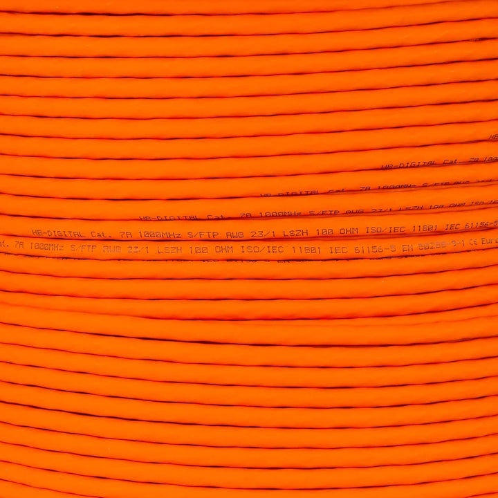 HB-DIGITAL 100m CAT.7a Netzwerkkabel Orange Verlegekabel Ethernet LAN AWG23 Reines Kupfer S/FTP PiMF
