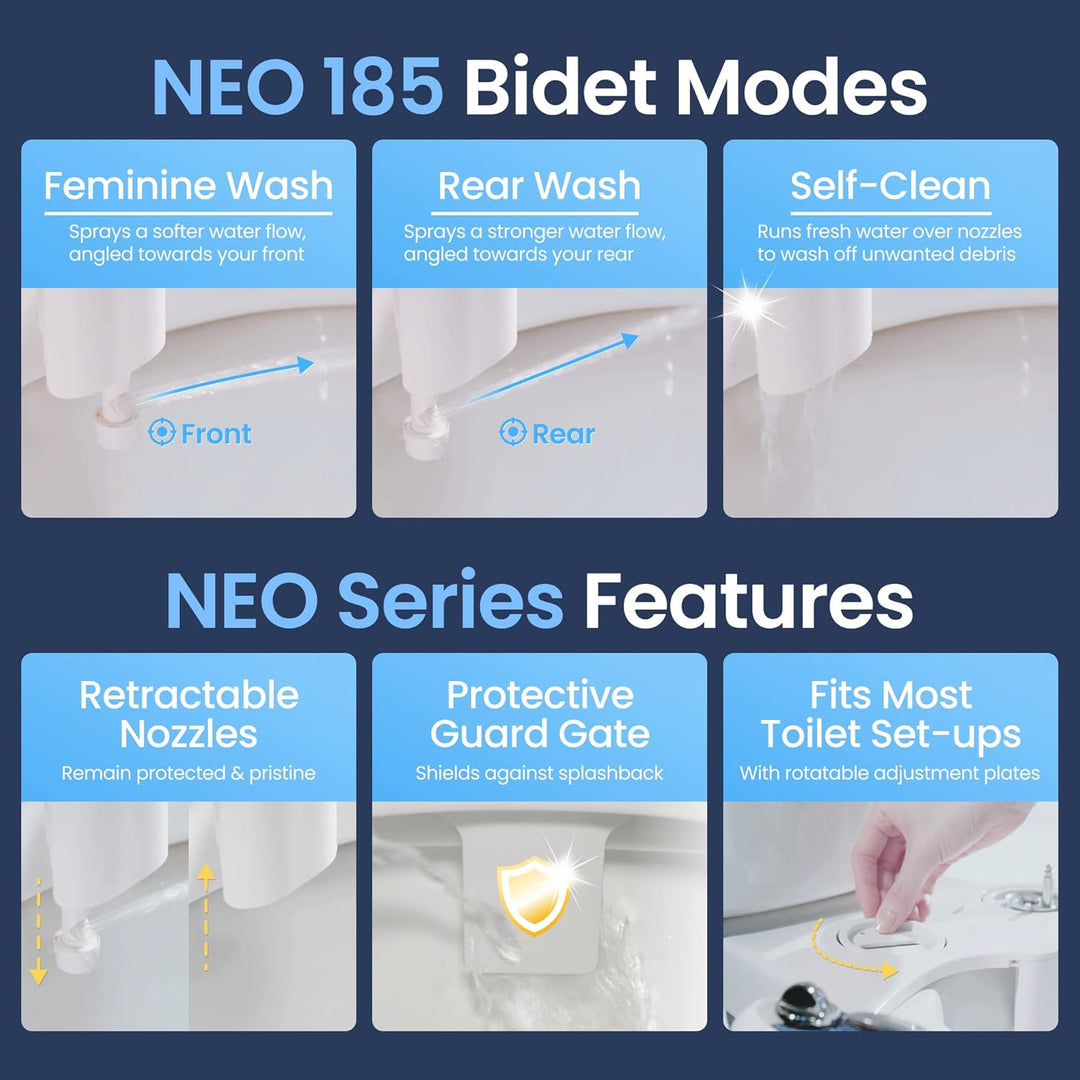 Luxe Bidet Neo 185 – Selbstreinigende Dual Düse – Frische, Wasser ohne Elektrik Mechanische Bidet WC