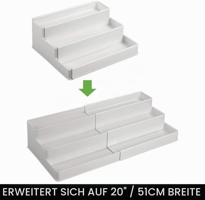 mDesign Gewürzregal für Küchenschrank oder Arbeitsfläche – ausziehbarer Gewürzständer für Ordnung in