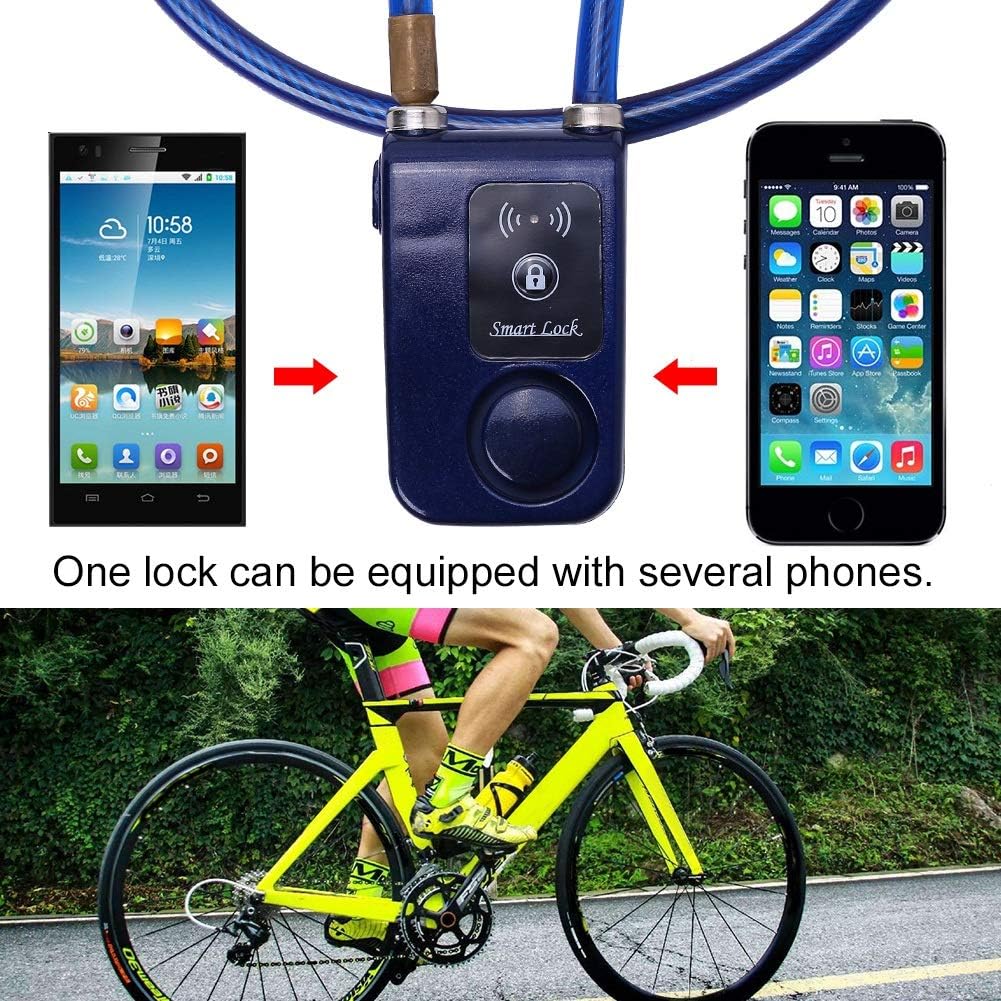 VGEBY Fahrradschloss mit Bluetooth App-Steuerung, 105 dB Alarm, Wasserdichtes Kettenschloss aus ABS-