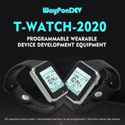 WayPonDEV T-Watch 2020 V1 ESP32-basierte programmierbare Uhr mit ESP-IDF oder MicroPython (Schwarz)