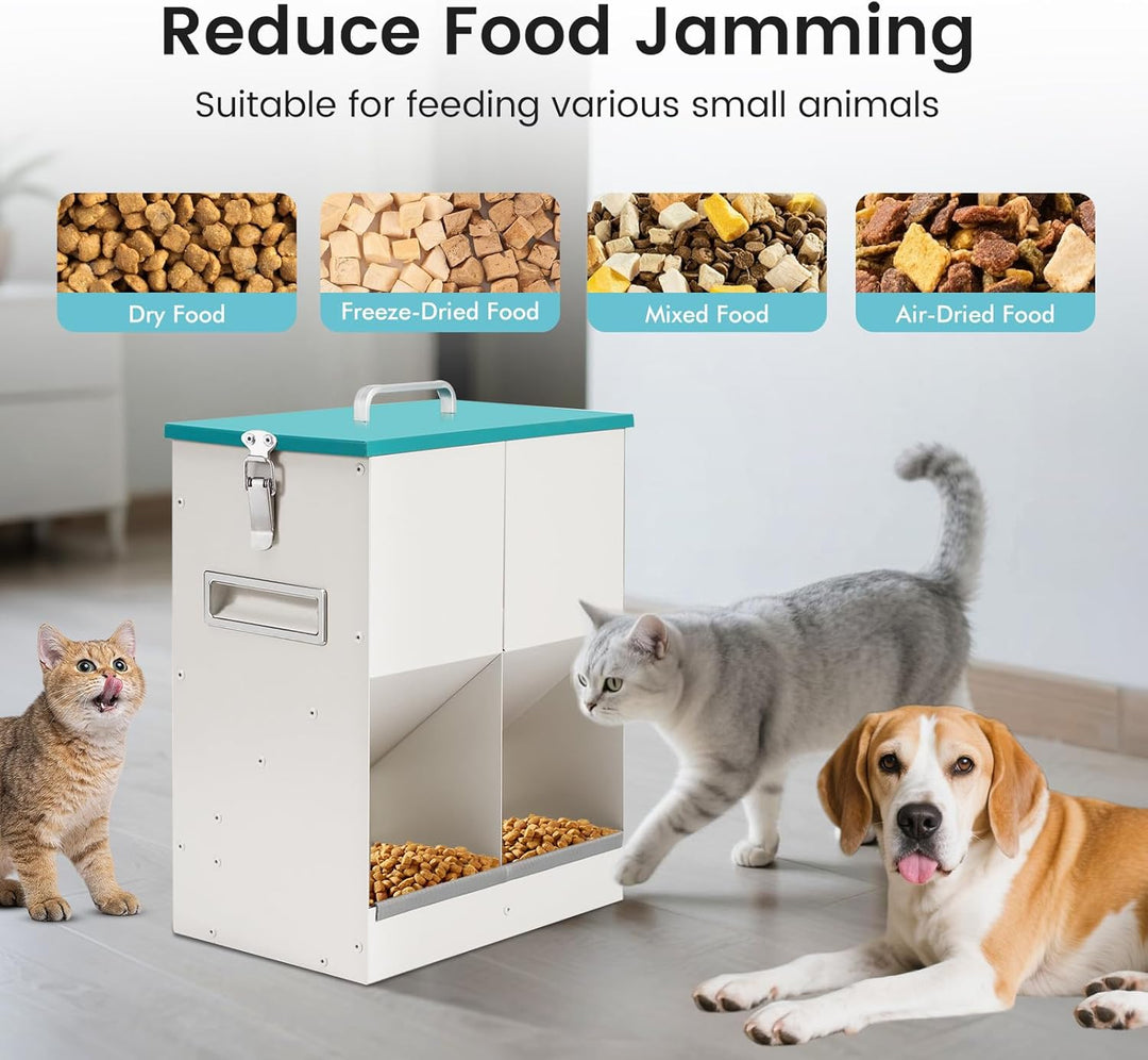 10L Automatische Katzenfutterautomaten 2 Katzen, Dual Gravity Outdoor Trockenfutterspender Doppelter