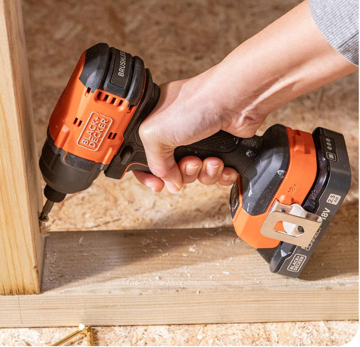BLACK+DECKER Bürstenloser Schlagschrauber, Akku-Schlagschrauber ohne Akku & 20 x Bohrer, ohne Akku o