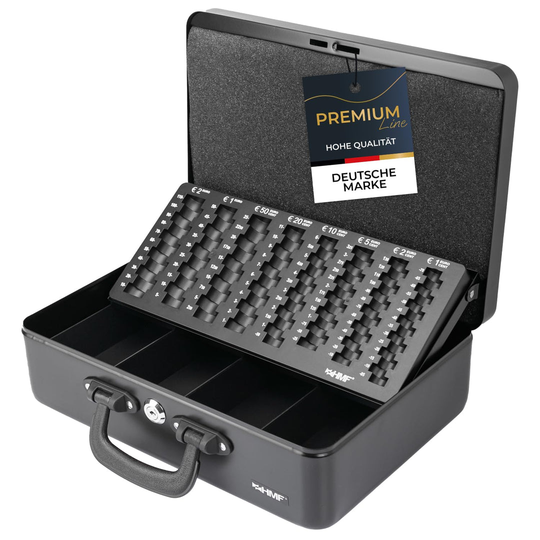 HMF 22037-02 Geldkassette Geldzählkassette 2 Tragegriffe, 36 x 25 x 11 cm, schwarz, Schwarz