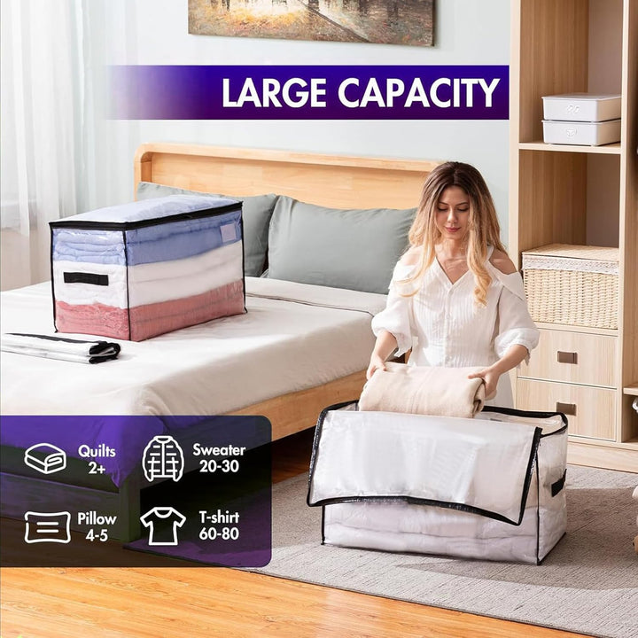 TOOPBIUTI 2 Pack 80L Moving Bags, Heavy Duty Moving Totes Clear Dustproof Waterproof Storage Bag Lar