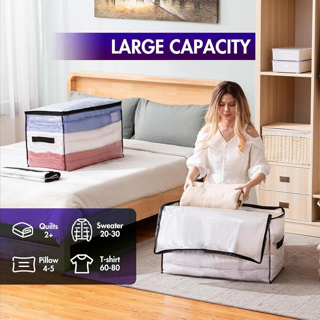 2 Pack 80L Moving Bags, Heavy Duty Moving Totes Clear Dustproof Waterproof Storage Bag Large Packing